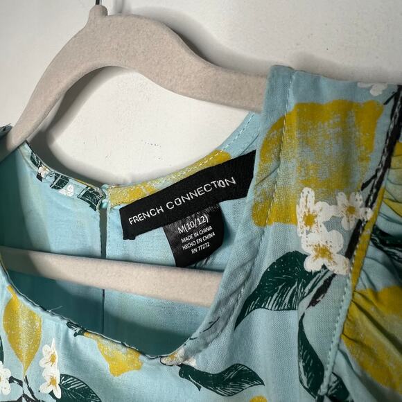 French Connection Lemon Print Ruffle Tiered Dress Girls M 10/12 - Picture 3 of 7